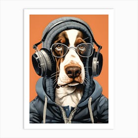 A Basset Hound Dog Wearing Glasses Art Print