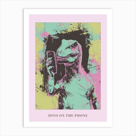 Dinosaur On The Phone Purple Graffiti Style 3 Poster Art Print