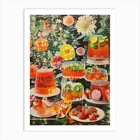 Fruity Jelly Dessert Retro Collage Art Print