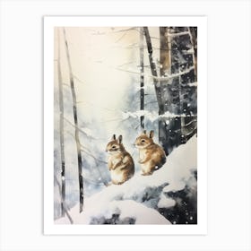 Winter Watercolour Chipmunk 2 Art Print