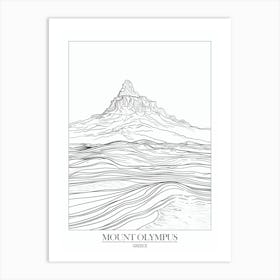 Mount Olympus Greece Line Drawing 6 Poster Art Print