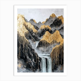 Himalayas Golden Light Mystical Abstract Art Print