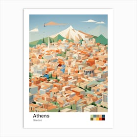 Athens, Greece, Geometric Illustration 3 Poster Art Print