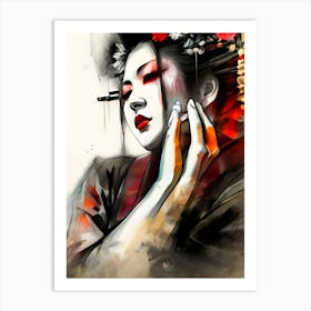 Japan Traditional Geisha Illustration By Ad 161 Art Print