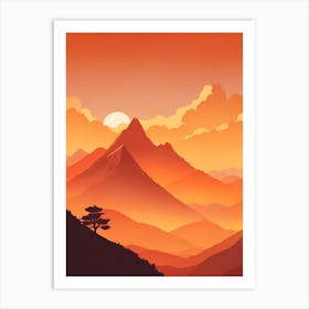 Misty Mountains Vertical Composition In Orange Tone 340 Art Print