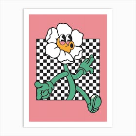 Flower On A Checkerboard Art Print