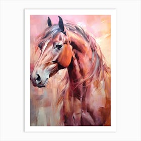 Horse Head Painting Close Up Pink Tones 2 Art Print