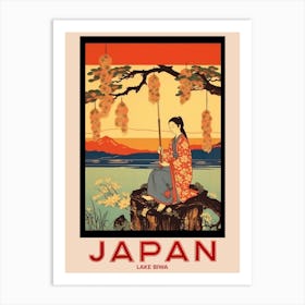 Lake Biwa, Visit Japan Vintage Travel Art 1 Art Print