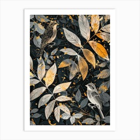 Birds And Leaves Art Print