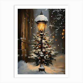 Christmas Street Lamp Art Print