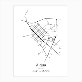 Aigua,Uruguay Minimalist Map Art Print