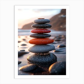 Balancing Stones On The Beach Art Print