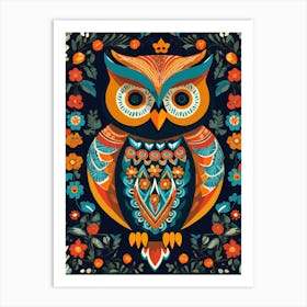 Owl Folk Art, 1386 Art Print