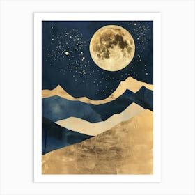 Moon And Stars Canvas Print Art Print