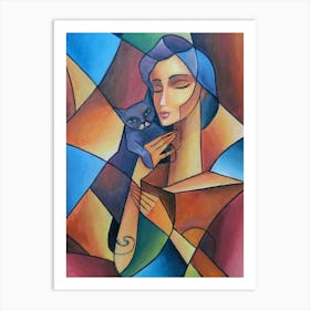 Woman With A Cat Art Print