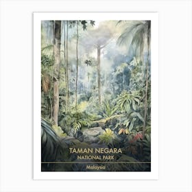 Taman Negara National Park Malaysia Watercolour 1 Art Print