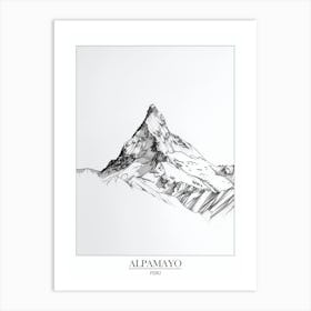 Alpamayo Peru Line Drawing 3 Poster Art Print