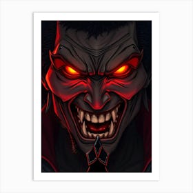 Demon Face in Red Glow Art Print