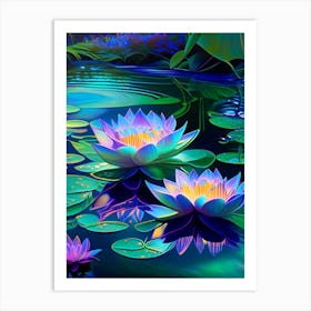 Water Lilies, Waterscape Holographic 2 Art Print