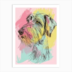 Pastel German Wirehaired Dog Pastel Line Illustration  2 Art Print