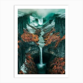 Waterfalls In Iceland Art Print