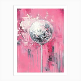 Silver Ball On A Pink Background Art Print