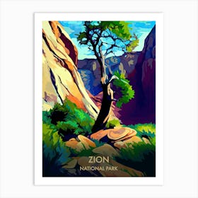 Zion National Park Travel Poster Matisse Style 2 Art Print