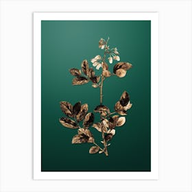 Gold Botanical Andromeda Mariana Branch on Dark Spring Green Art Print