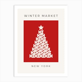 Winter Market | 08 - Christmas Tree Red Art Print