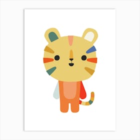 Cute Tiger Playful Illustration Art Print