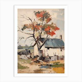 Small Cottage And Trees Lanscape Painting 5 Art Print