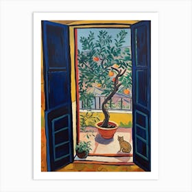 Open Window With Cat Matisse Style Tuscany Italy 1 Art Print