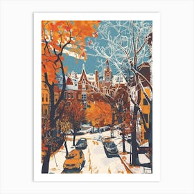 Fordham New York Colourful Silkscreen Illustration 3 Art Print