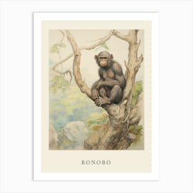 Beatrix Potter Inspired  Animal Watercolour Bonobo 2 Art Print