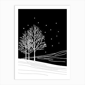 Winter Landscape With Trees Vector Art Print