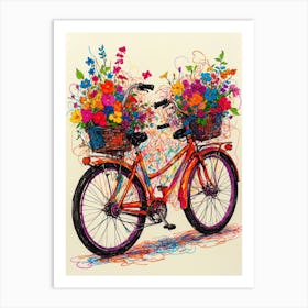 Bicycle With Flowers Art Print