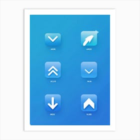 Arrow Icons For A Web Navigation Bar Minimalist Design With A Sleek Translucent Blue Overlay Drop (6) Art Print