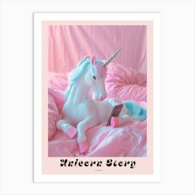 Toy Unicorn On The Phone Poster Art Print