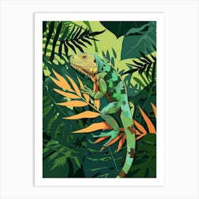 Green Galápagos Land Iguana Abstract Modern Illustration 3 Art Print