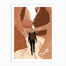 Woman Walking Through A Canyon Art Print