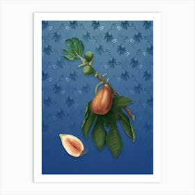 Vintage Fig Botanical on Bahama Blue Pattern n.1080 Art Print