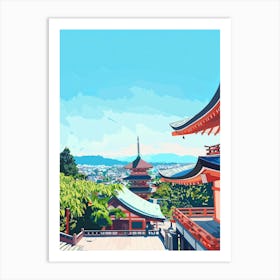 Kiyomizu Dera Temple Kyoto 1 Colourful Illustration Art Print