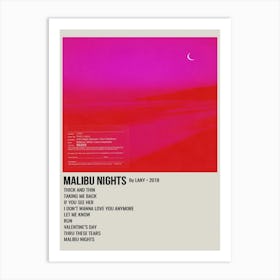 Malibu Nights By Lany 2018 Poster 1 Art Print