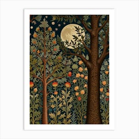 Moonlight In The Forest Style William Morris 2 Art Print