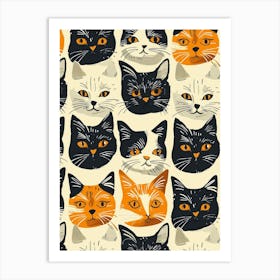 Perfectly Repeatable Artwork With Cute Cat Faces 31 Art Print