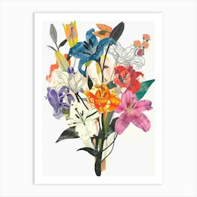 Lily 3 Collage Flower Bouquet Art Print