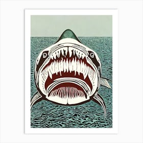 Megamouth Shark Linocut Art Print
