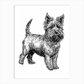 Cute Terrier Dog Line Art 4 Art Print