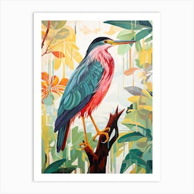 Colourful Bird Painting Green Heron 3 Art Print