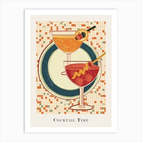 Cocktail Time Tile Watercolour Poster 7 Art Print
